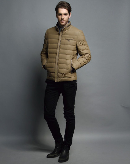 男式深卡其短款羽绒服