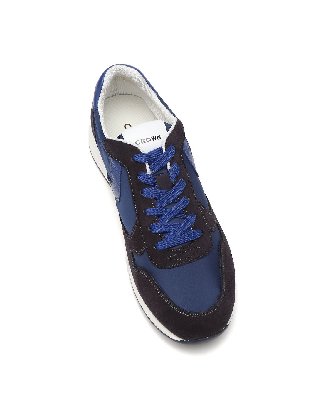 皇冠crown皮革拼接 深蓝色牛剖层革/牛皮革/布时尚休闲运动鞋5043t611