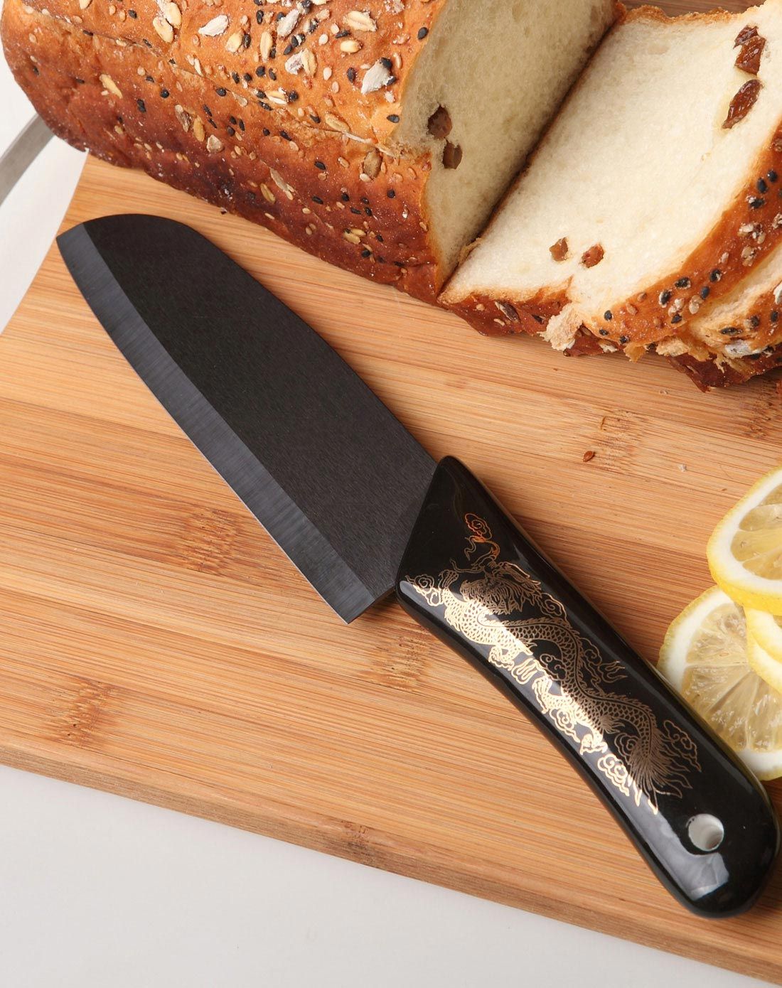 欧菲斯ofeis 6寸陶瓷刀小厨刀龙纹烤瓷黑柄黑晶刀刃