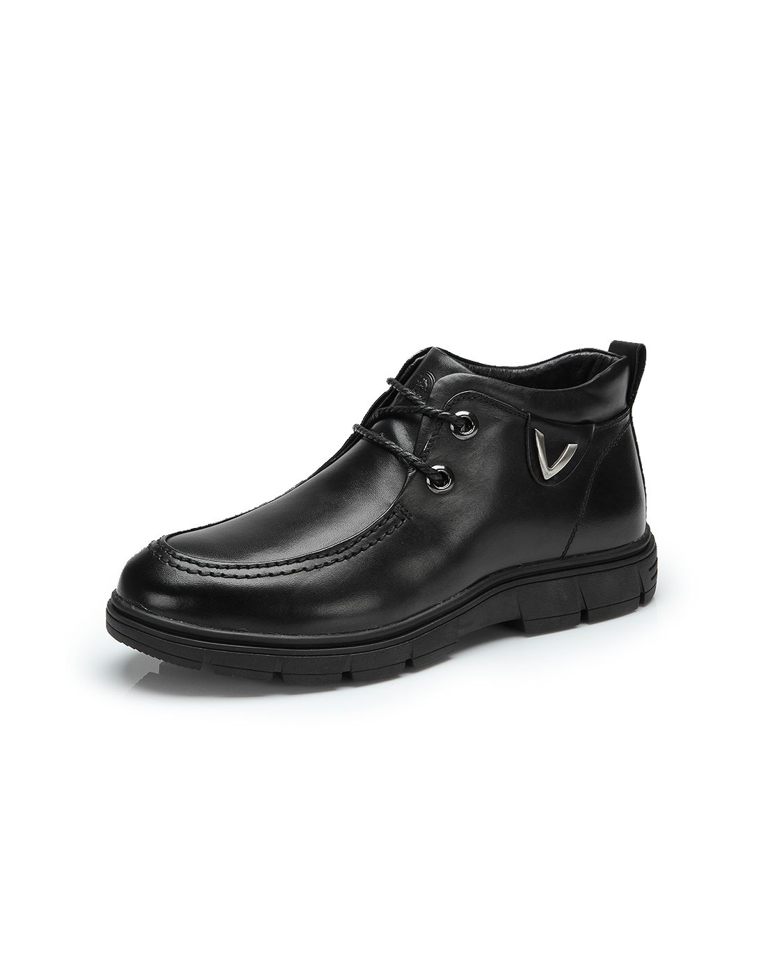 男款黑色软面皮舒适商务正装皮靴