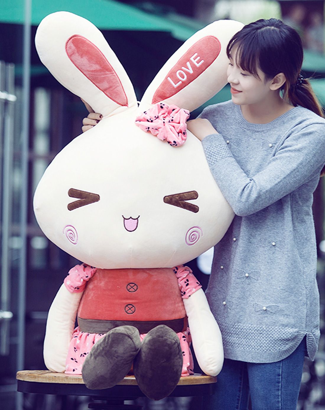 【新款】love兔公仔红色开心款60cm