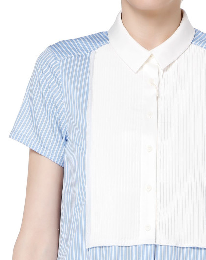 a摆下摆拼化纤衬衫