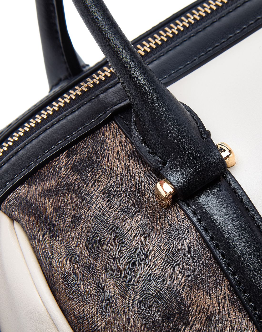 cavalli class 女款黑/白色小牛皮手提包