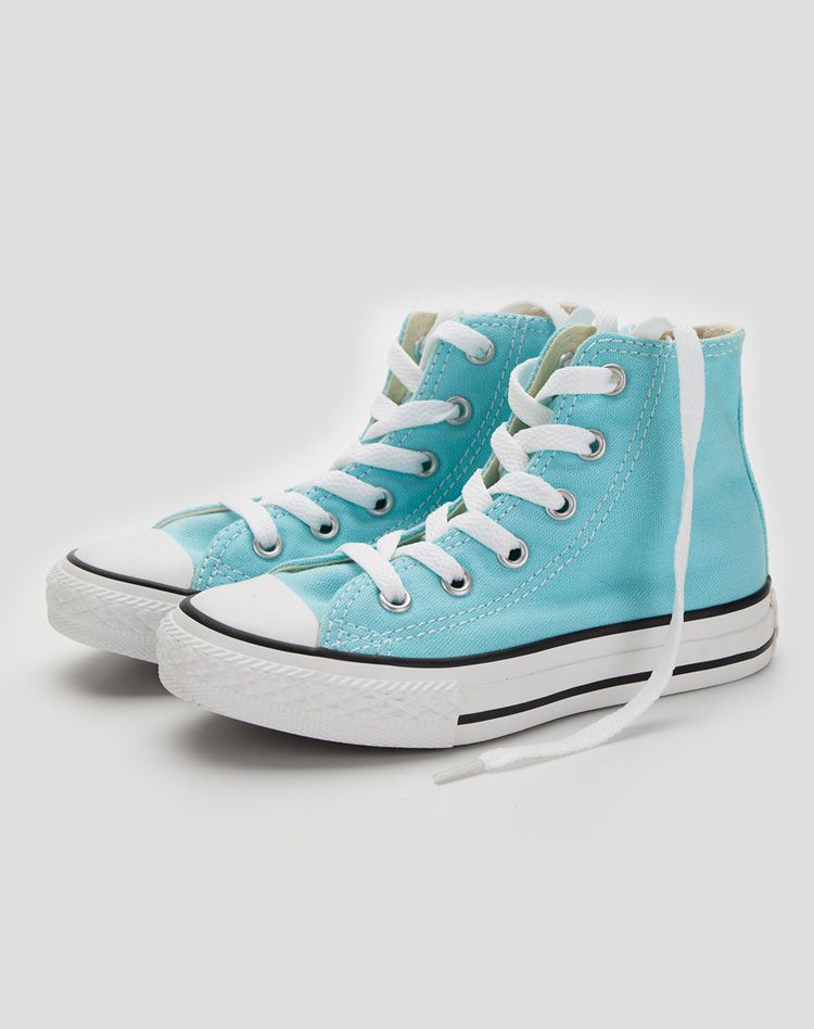 converse 女童高帮蓝绿色帆布旅游鞋