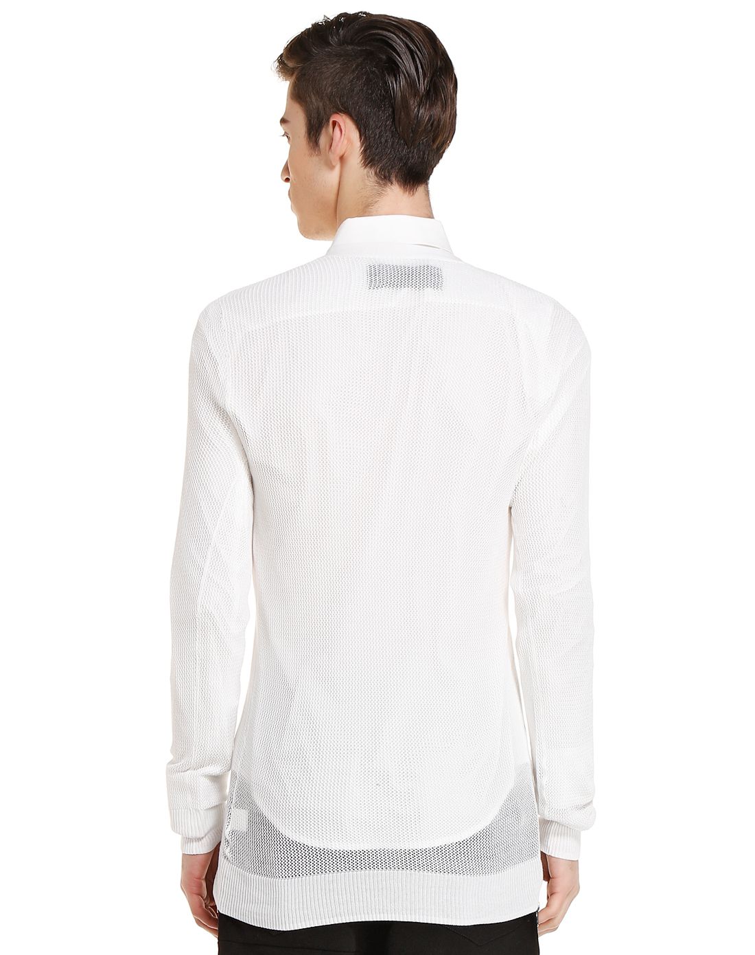 白色简约时尚长袖开襟针织衫