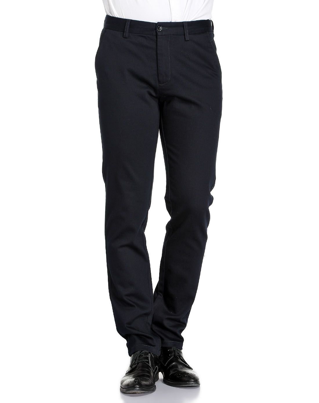 黑藏青色棉质舒适微弹百搭休闲裤