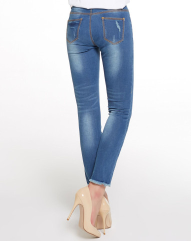 梦舒雅m.suya女裤专场蓝色八分蓝色牛仔裤30357851-73a_唯品会