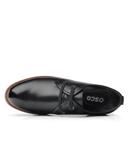 黑色打蜡牛皮时尚商务休闲男皮鞋