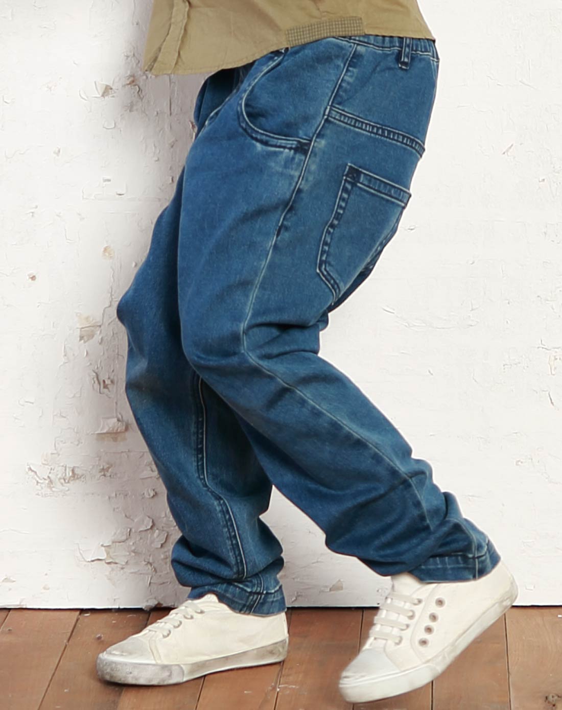 中性杂蓝黑裤子