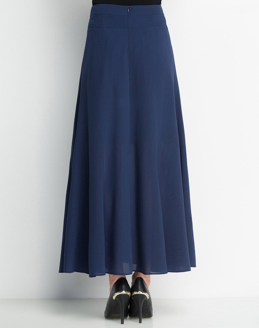 藏蓝色清新文艺淑女休闲长裙