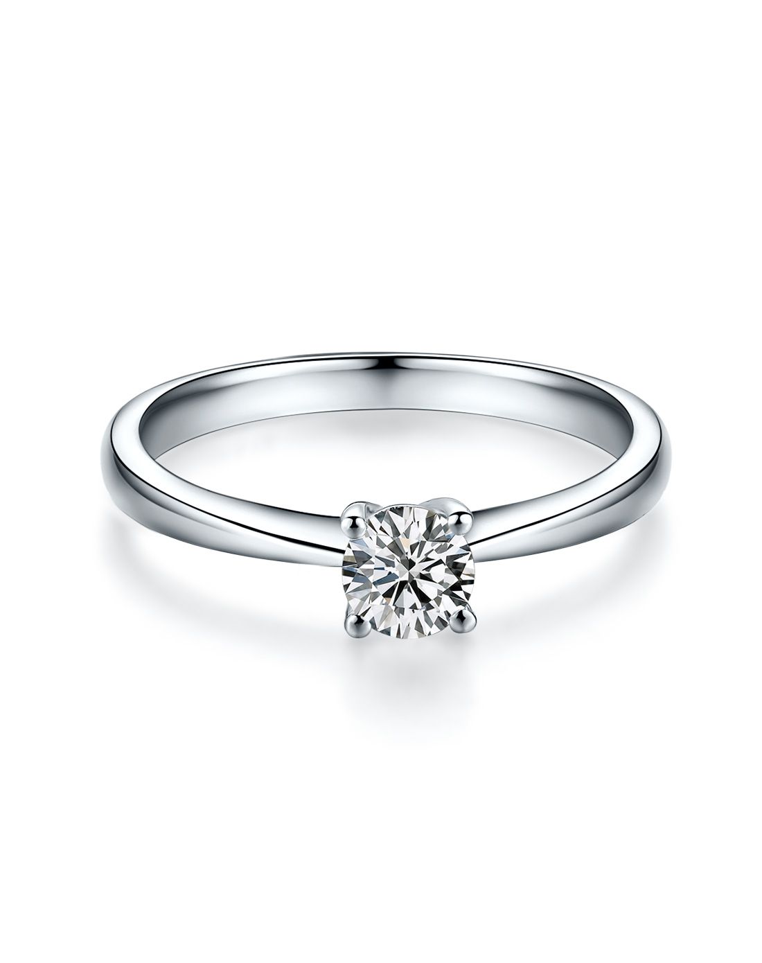 > 金至尊18k金白色钻石戒指 带证书