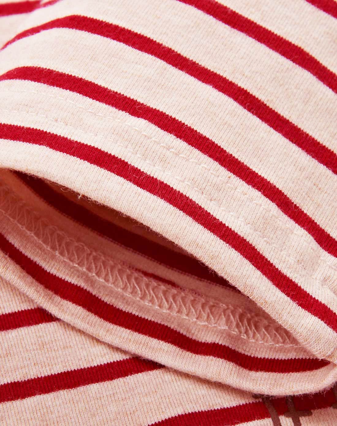 女童红色条家居服