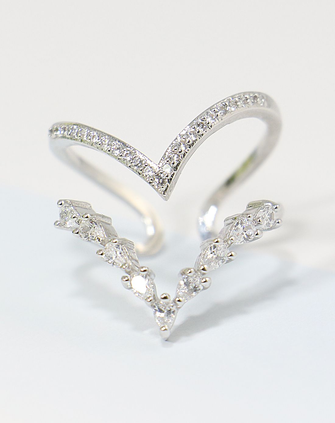 pica lela 合金镀18k白金【心钻】2016新款时尚百搭闪钻排镶心形开口