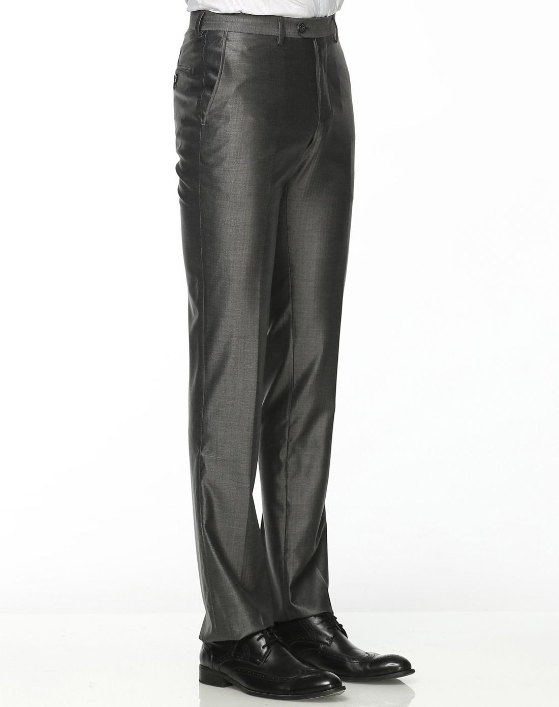 男款深灰色亮面时尚长西裤