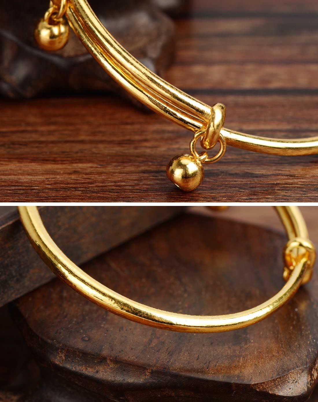 足金黄金手镯光板空心铃铛不响童镯(12.05克)