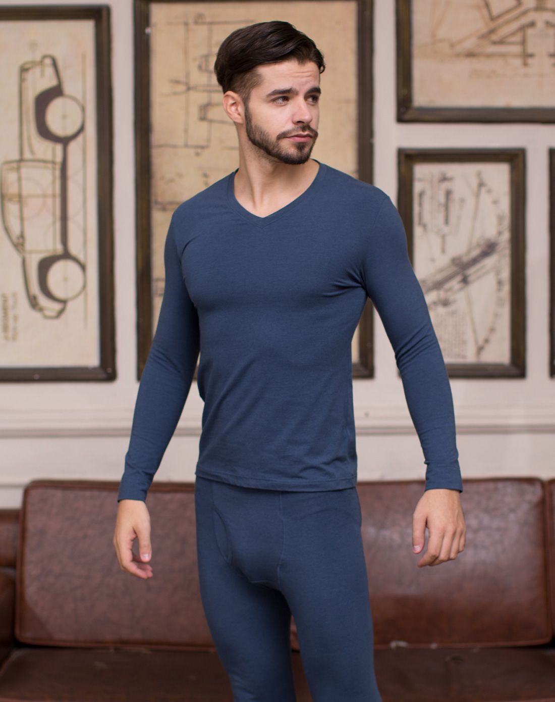 发热纤维奥特拉斯男士吸湿抗静电舒适内衣秋衣套装