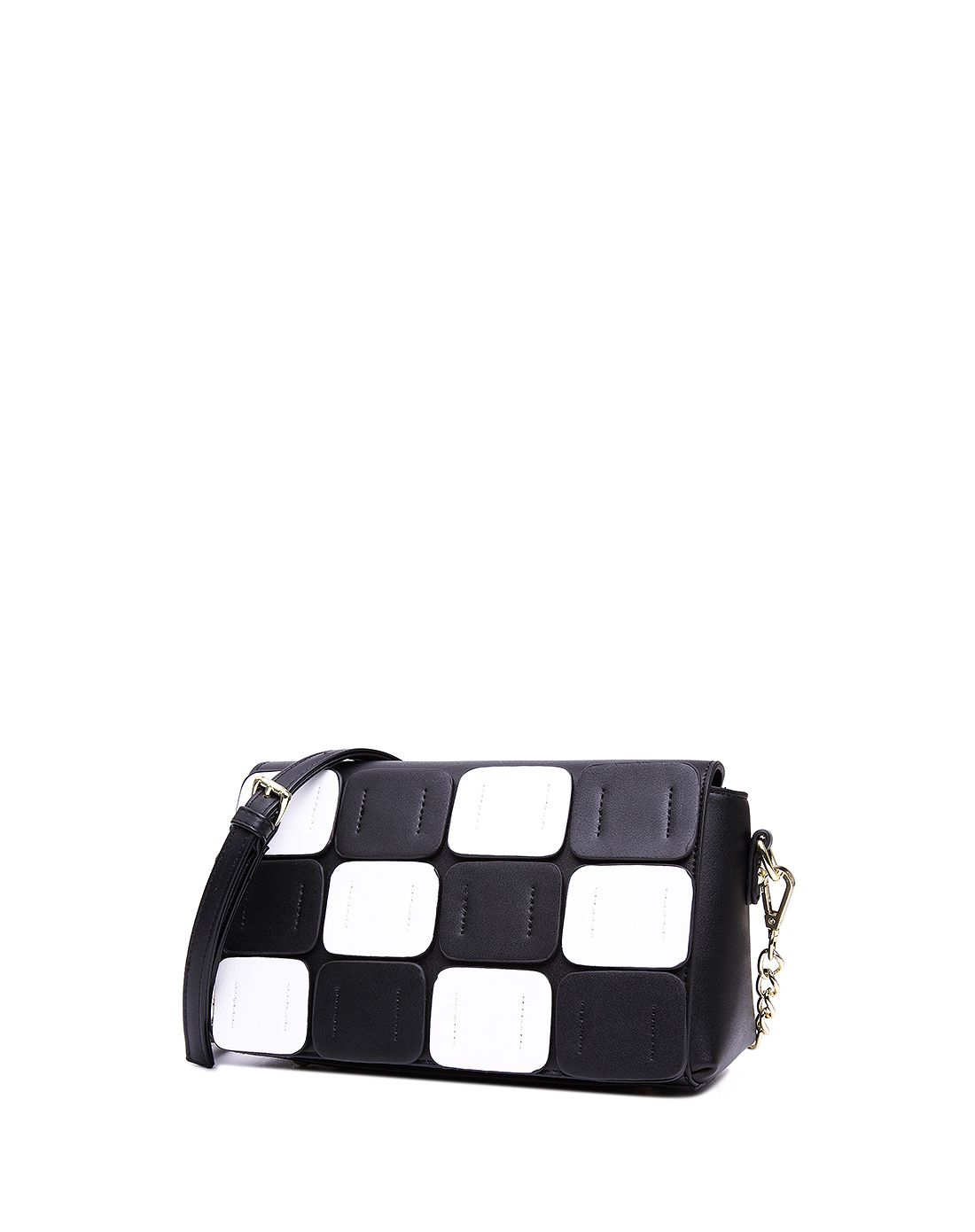 女款白色时尚方格斜挎包