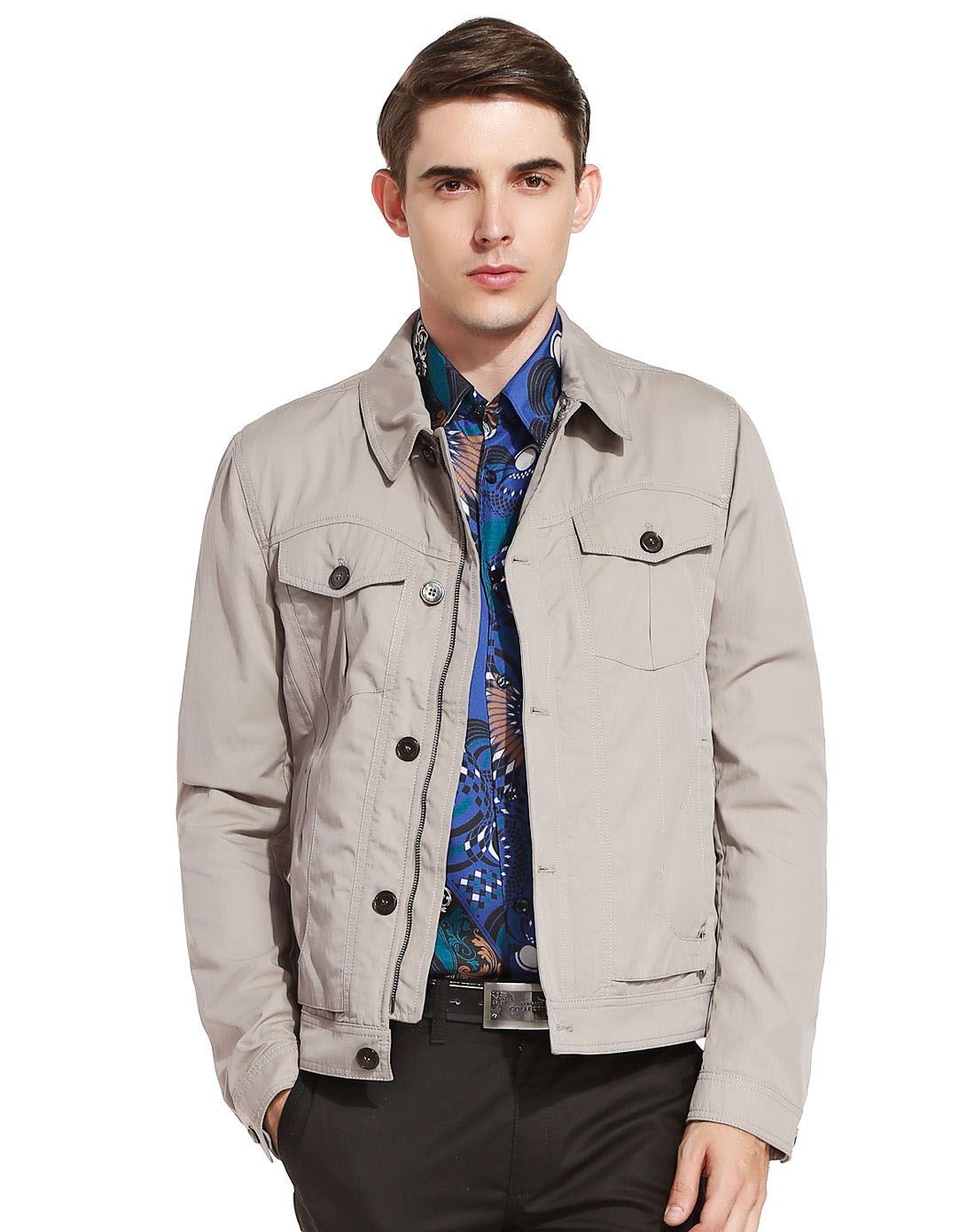 versace collection男装专场 灰色个性百搭长袖外套