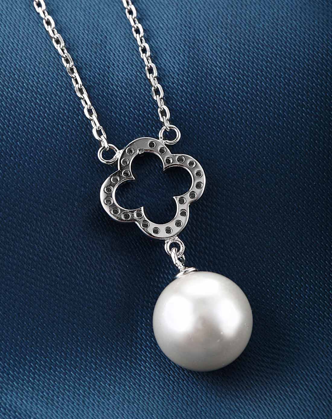 【闪光的流星】s925银镶璀璨施华洛世奇宝石天然淡水明亮珍珠时尚项链