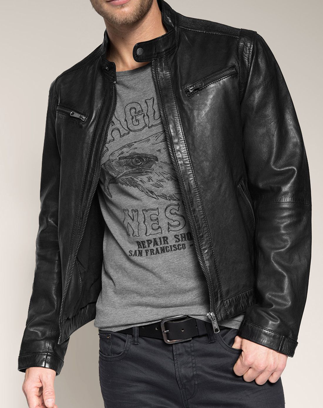 edc男士时尚款皮衣