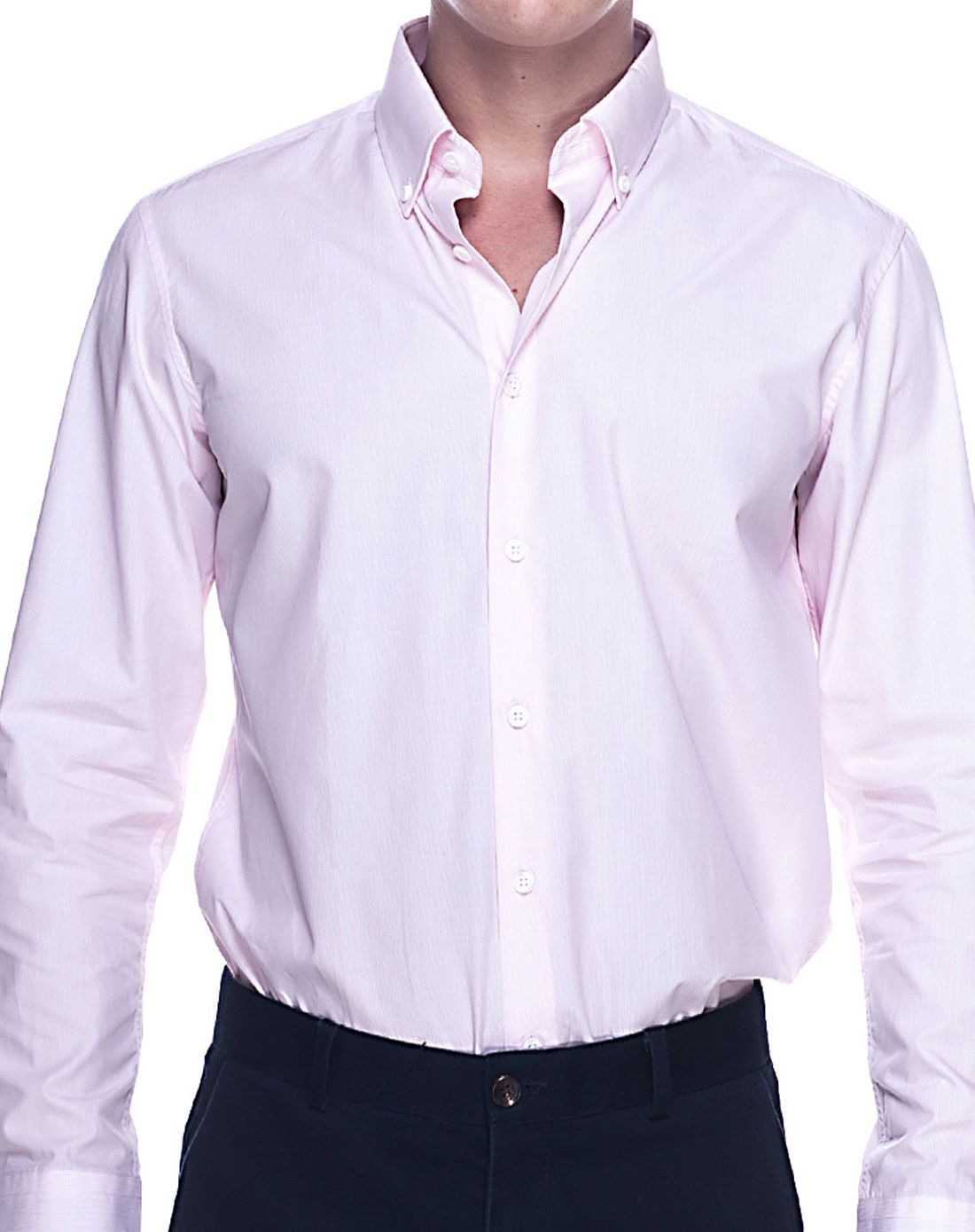 男士经典粉条全棉高支长袖衬衫
