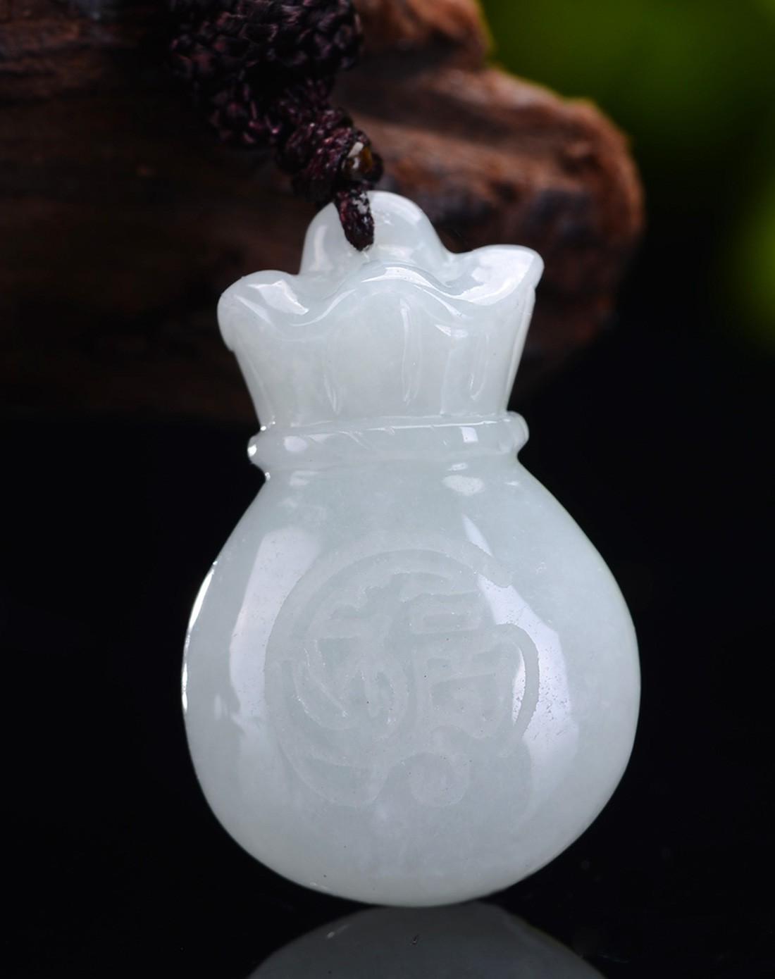 天然a货翡翠玉福袋(附国家级鉴定证书)