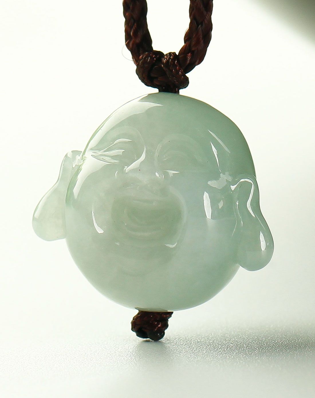 天然翡翠大笑佛头吊坠