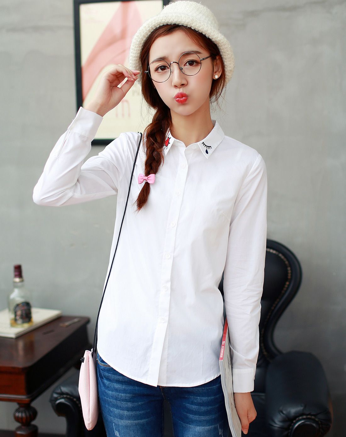 白色休闲百搭时尚小清新衬衫