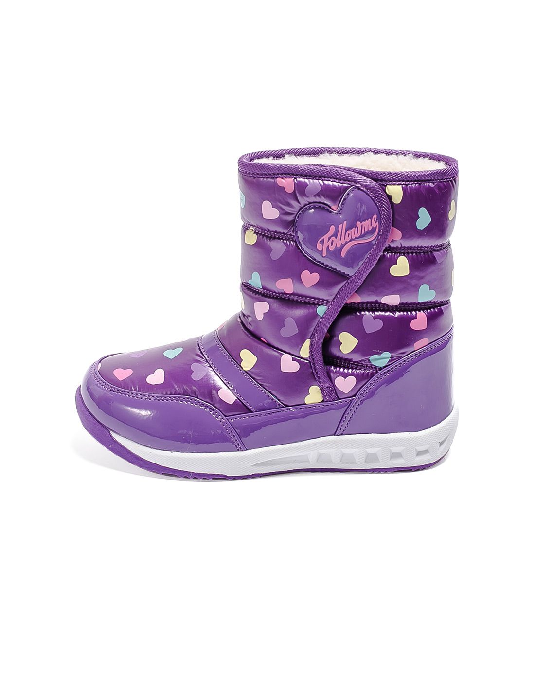 女童紫色爱心中筒保暖休闲雪地靴