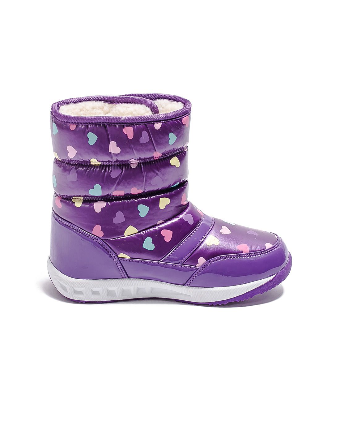 女童紫色爱心中筒保暖休闲雪地靴