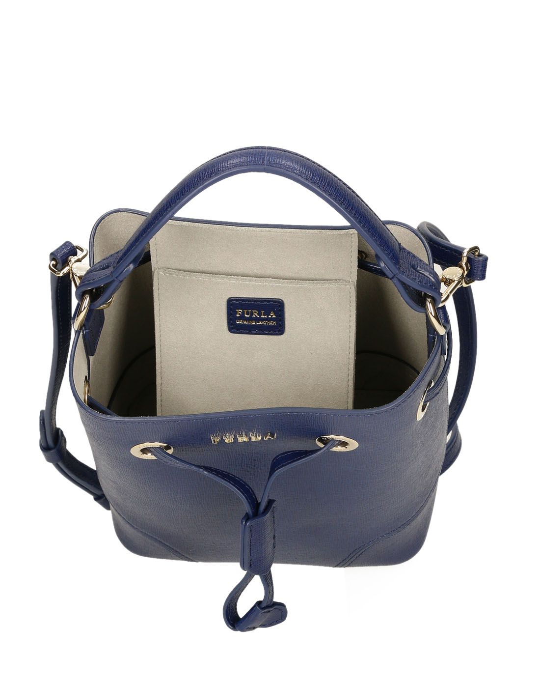 furla 时尚蓝色牛皮水桶包