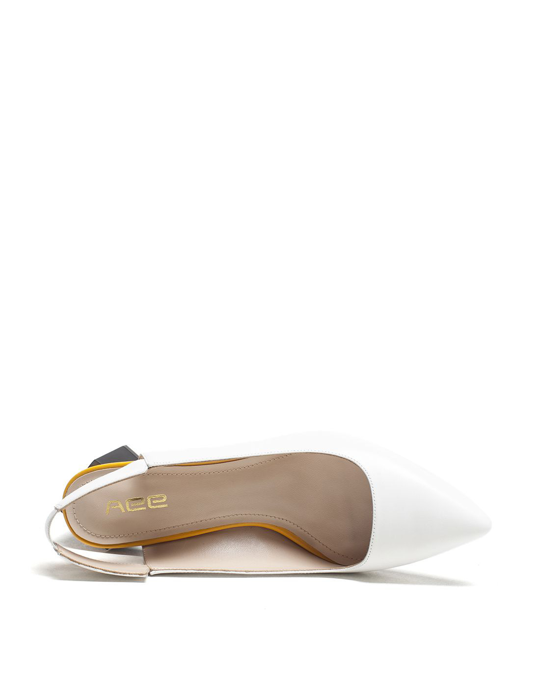 2016年新款aee爱意牛皮白色女中跟单鞋