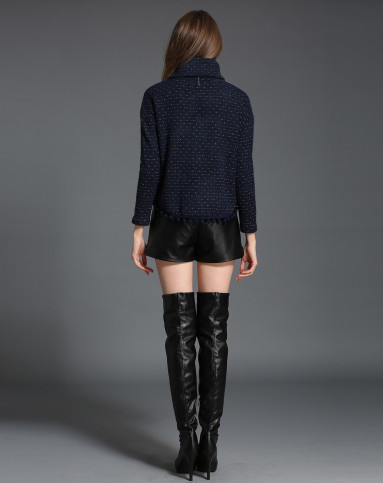 美莎帕mesappas宝蓝色高领毛织上衣ma19ds009138_唯品会