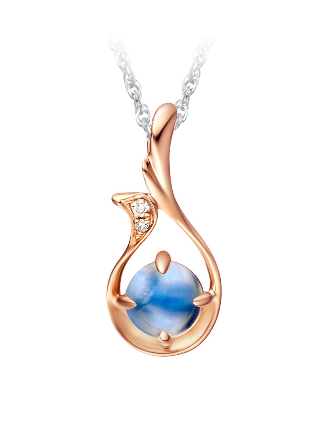 【网络专款】唯美18k金钻石月光石吊坠