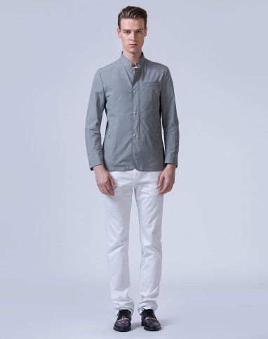 男士水灰色休闲时尚立领单茄克