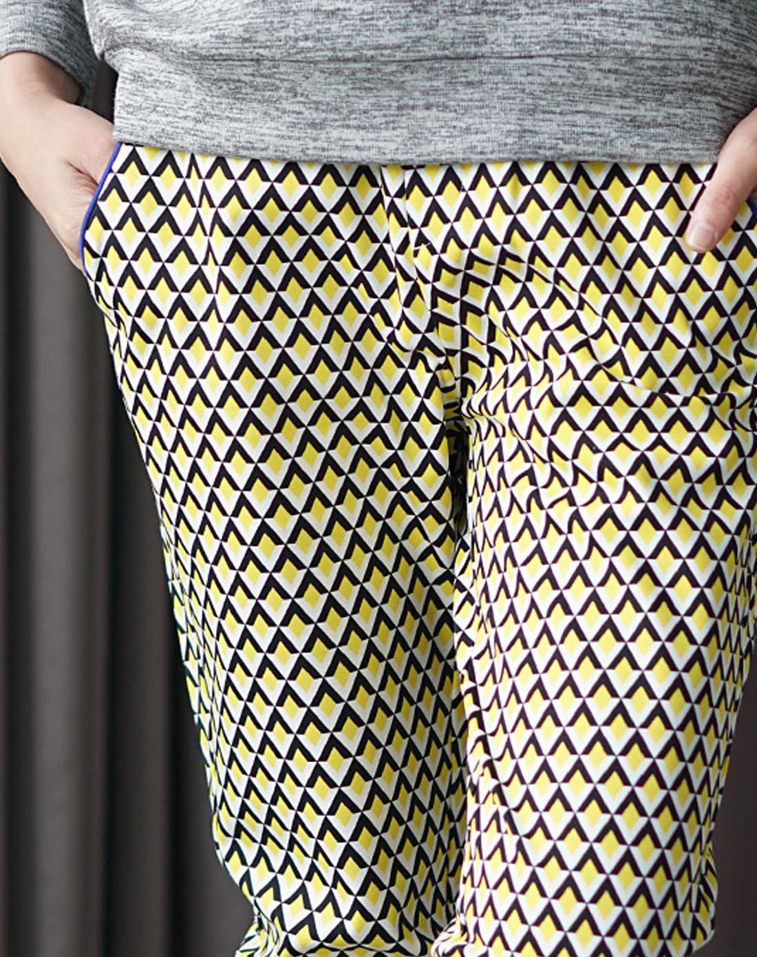 几何罗马布下装长裤