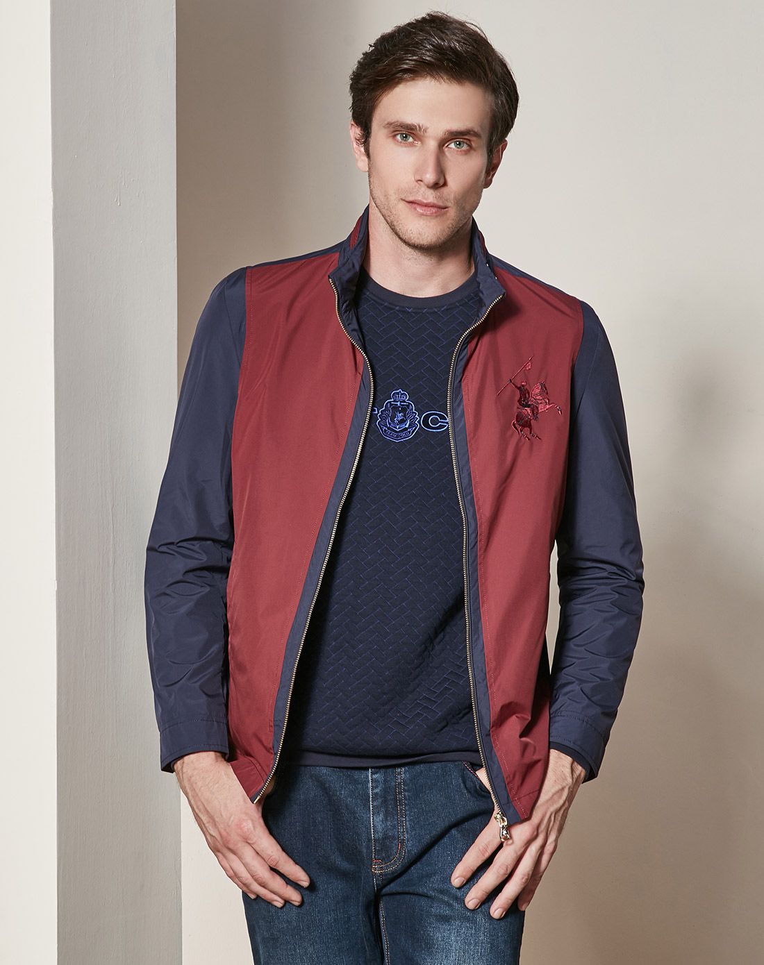 斯密特保罗时尚撞色拼接打包款连帽拉链运动休闲夹克61421150419_唯品