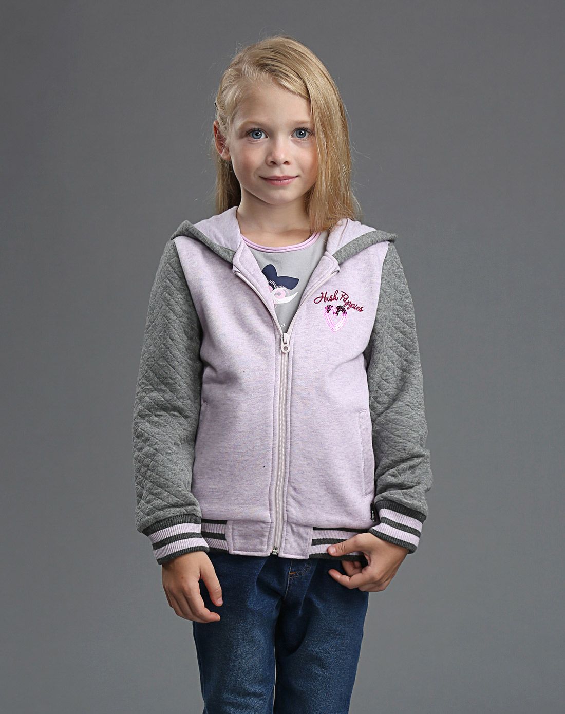 暇步士hush puppies童装专场 女童藕荷色纽约卫衣