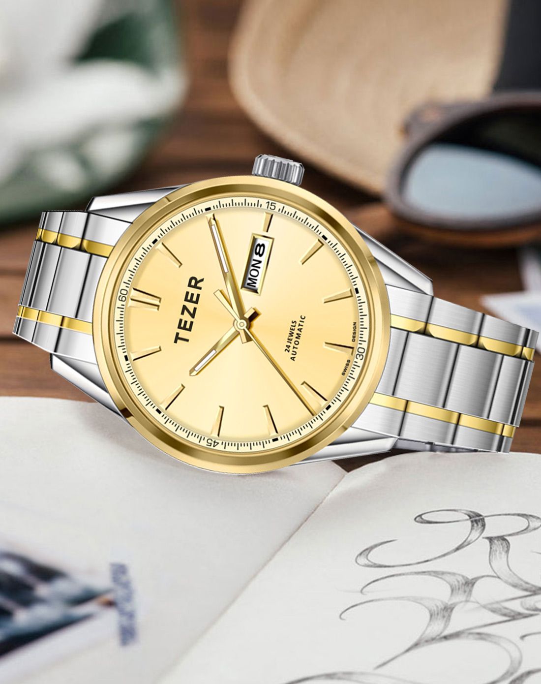 天时tezer手表专场 天时 进口机芯双日历商务精钢自动机械男表