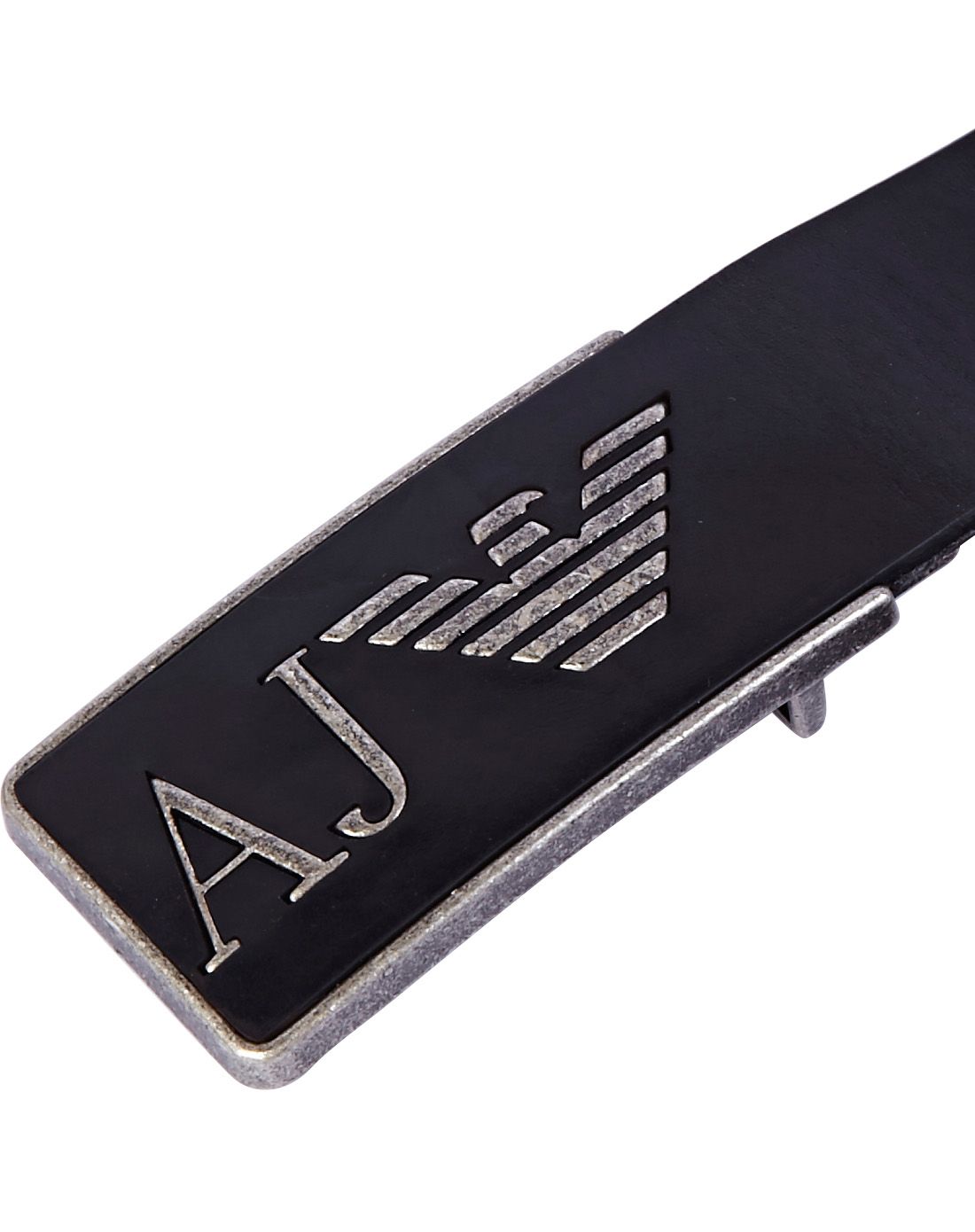 > armani jeans男款logo压印商务牛皮革皮带