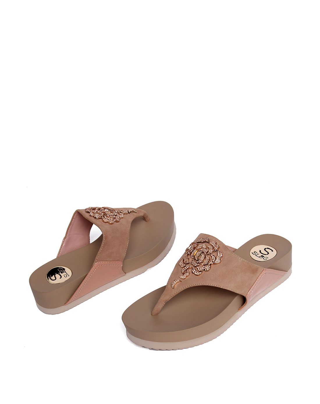 诗兰柏高slbg女款肉色羊皮革凉拖