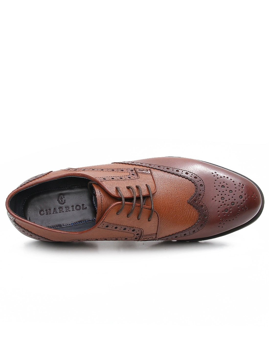 法国夏利豪 红棕色牛皮潮流时尚皮鞋