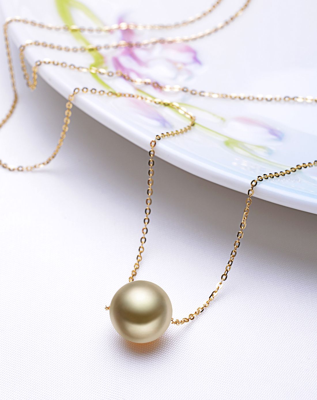 18k黄金镶南洋金珍珠项链转运珠9-10mmbhd065(附证书)