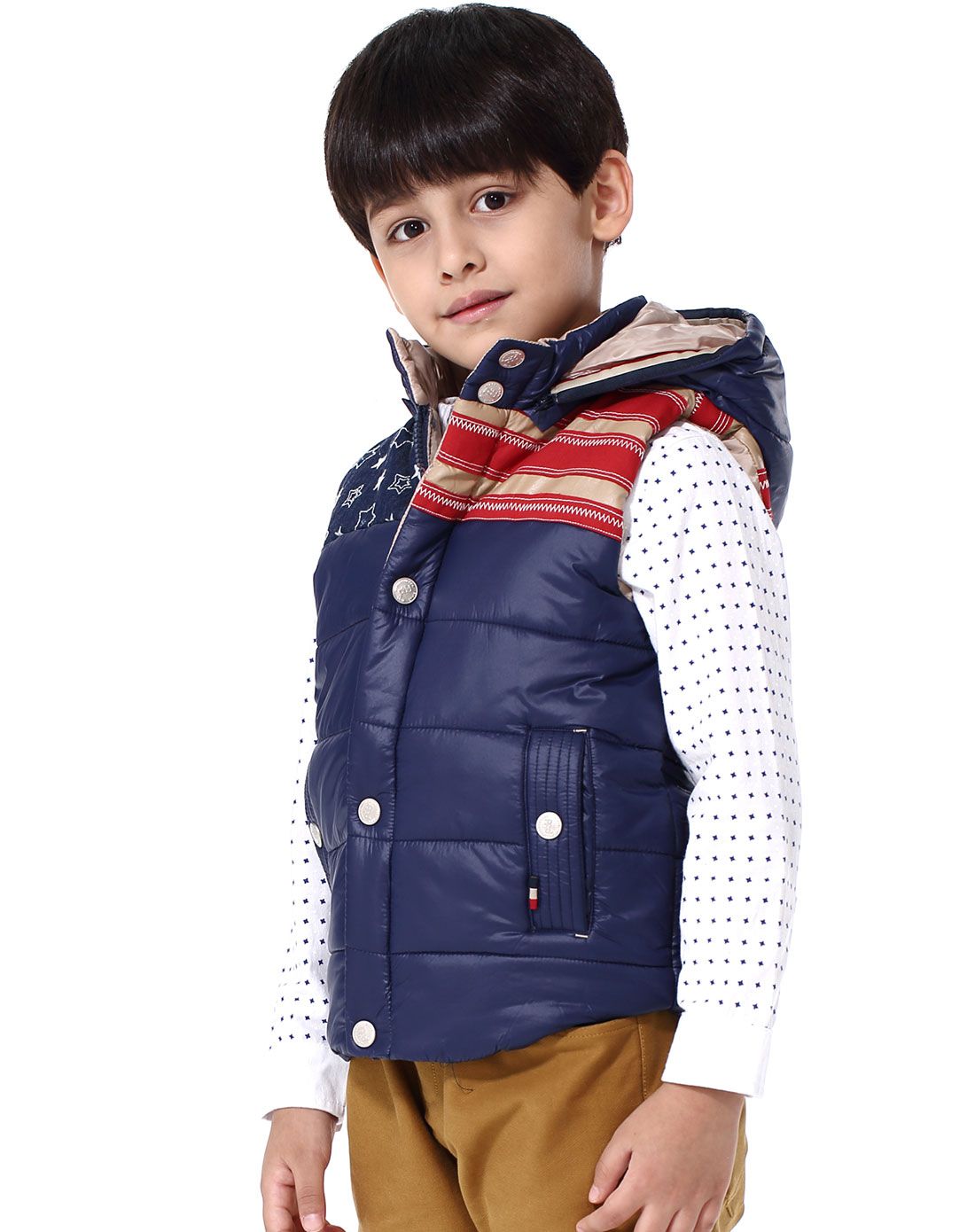 男童藏青潮流时尚撞色休闲马甲