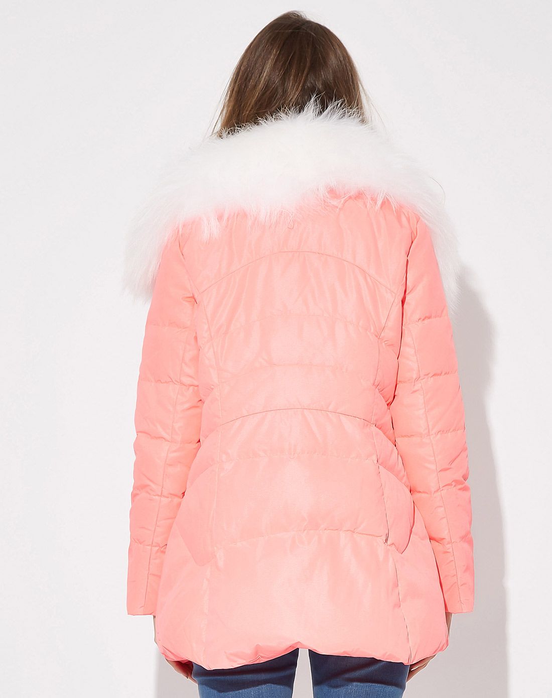 robyn荧光粉色活力连帽长袖羽绒服