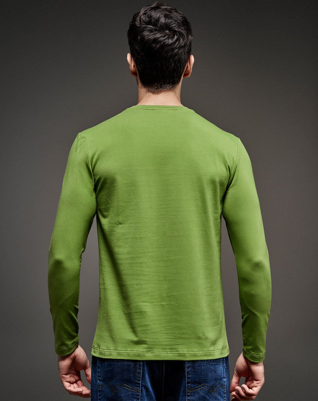 舒适亲肤 户外男士长袖t恤 绿色
