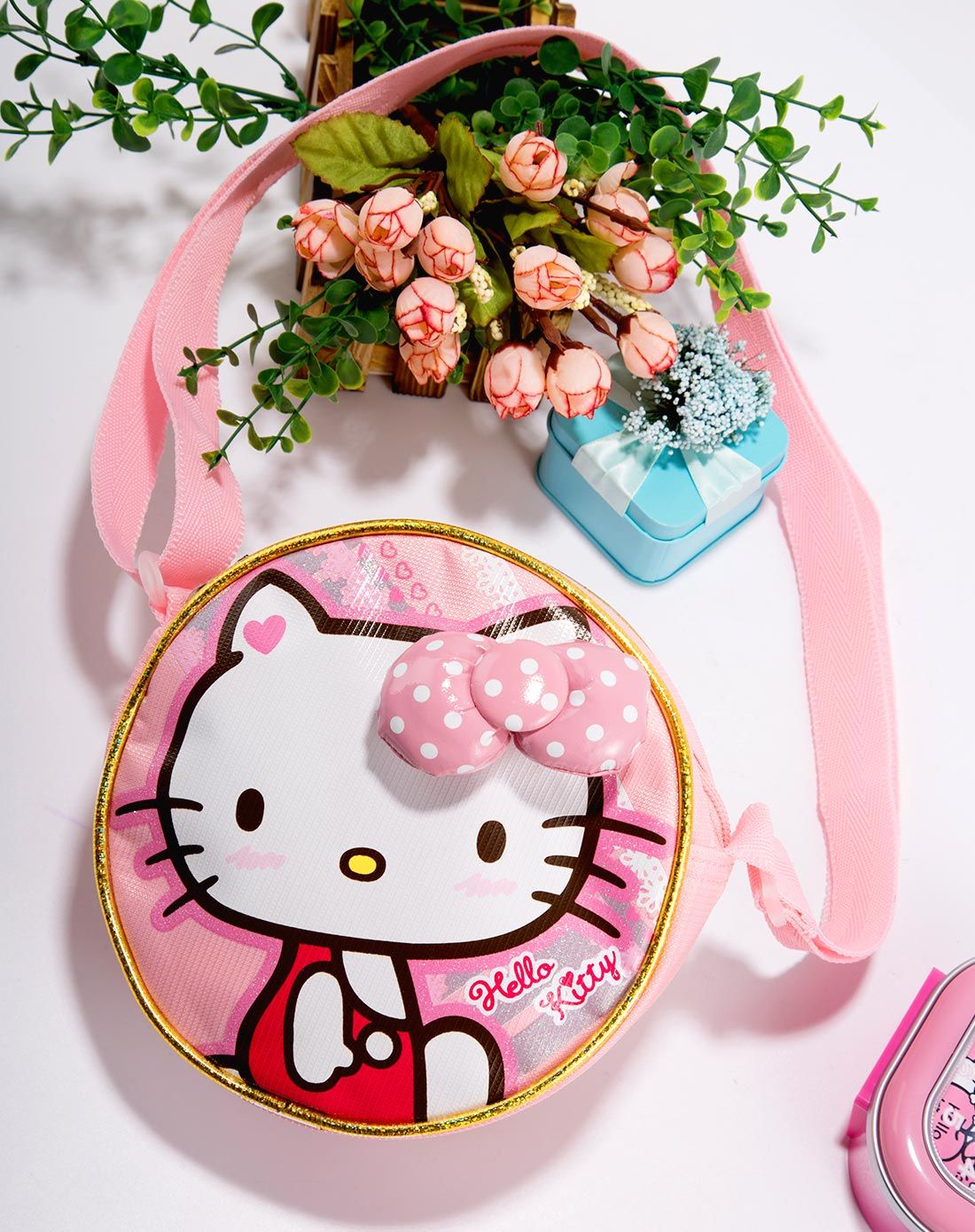 hellokitty凯蒂猫儿童蝴蝶结小包斜挎包-粉色