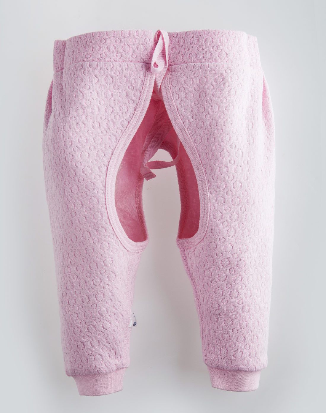 女童浅粉色空气层系带开裆裤