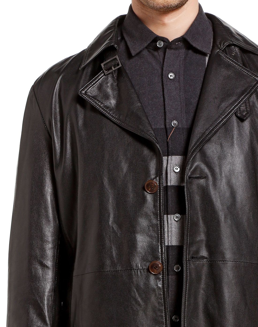 黑咖啡色欧美时尚中长款长袖皮风衣