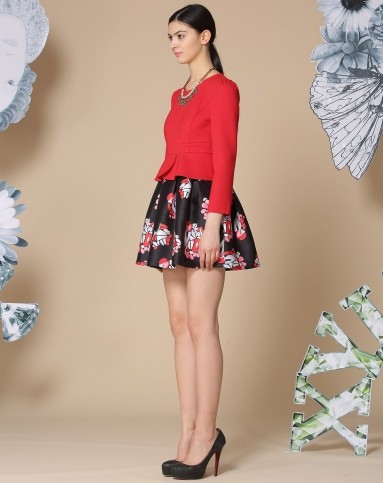 印花个性衣摆假两件连衣裙